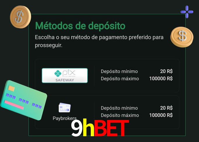 O cassino 9hbet oferece uma grande variedade de métodos de pagamento